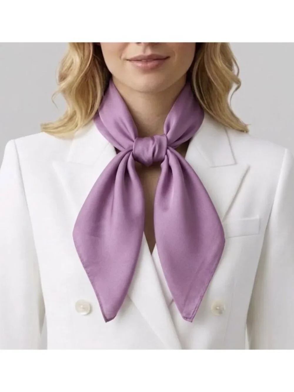 ❤️NewElegant Bandana Square Silky Scarf Lilac solid Wrap Versatile Soft Shawl❤️